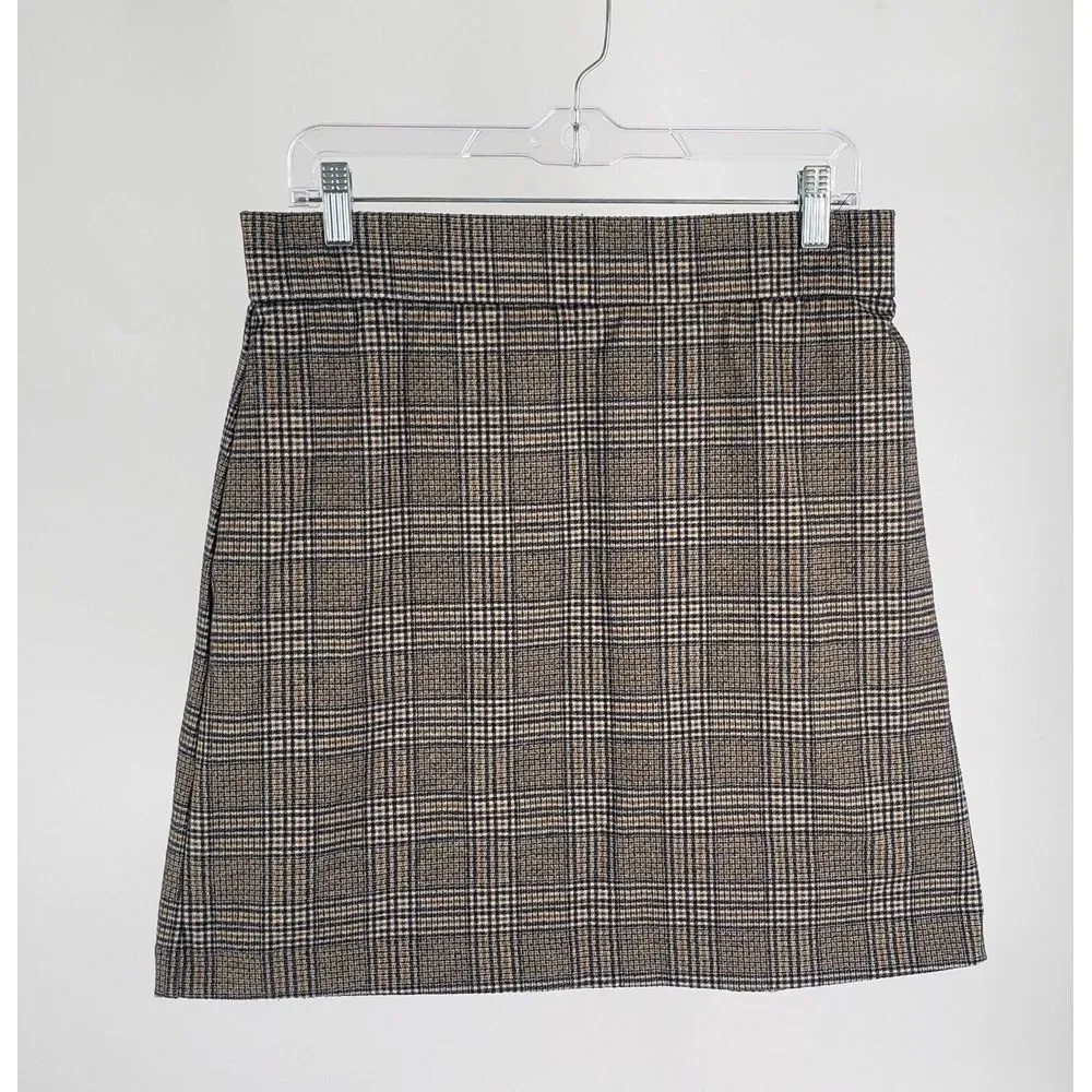 Anthropologie Maison d'Amelie Skirt‎ Size 8 Check Windowpane Dual Pleated